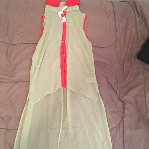 High low sleeveless Sheer top -Small